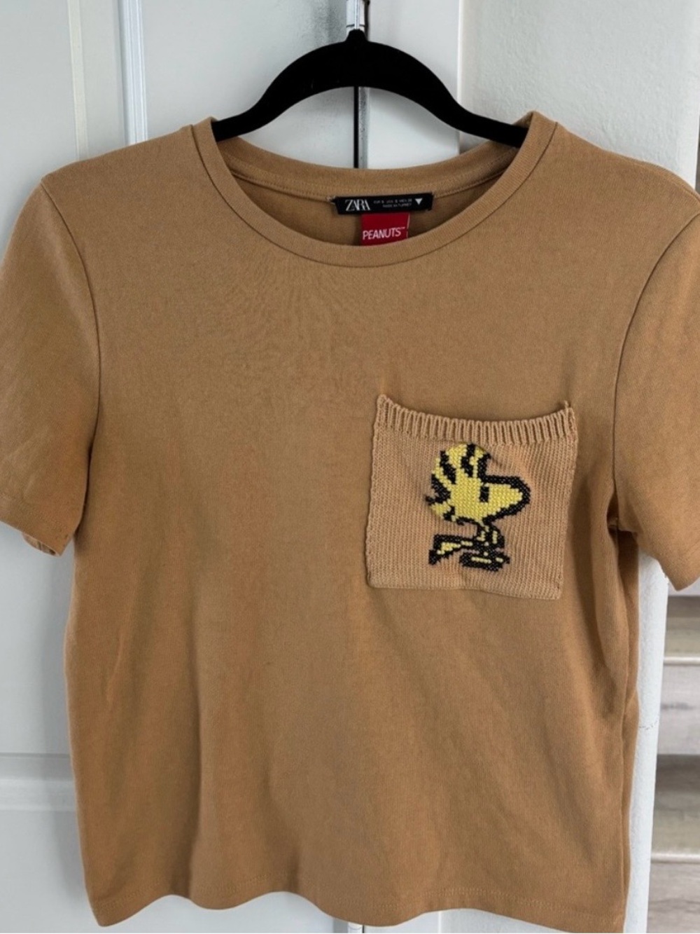Zara Tan Snoopy Woodstock Graphic Short Sleeve Tee Size S - Picture 5 of 8